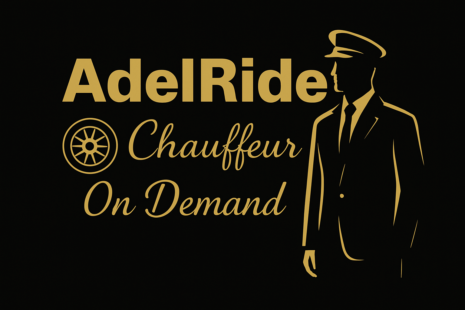 AdelRide on-demand chauffeur service with professional driver silhouette